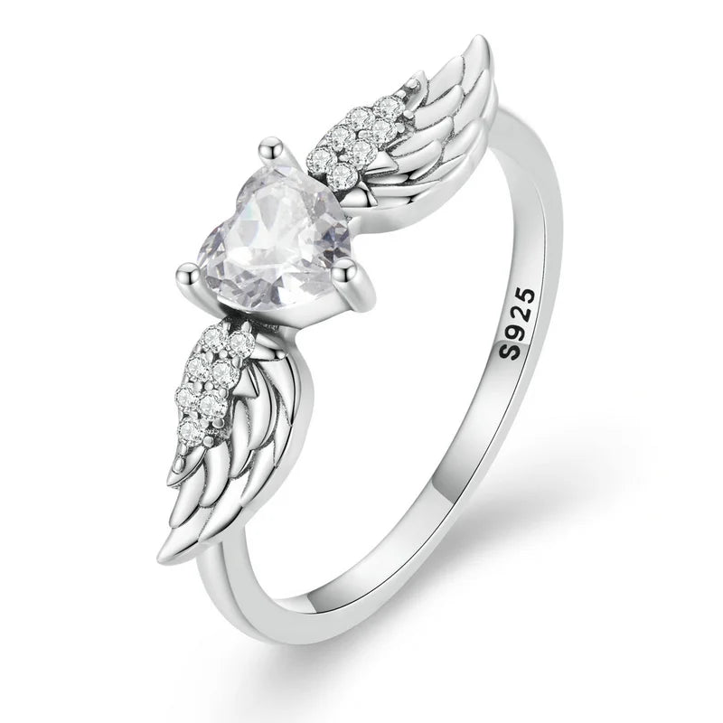 Bague Love & Wing en Argent Sterling 925 avec Zircon Rose – Design Ailes Élégant
