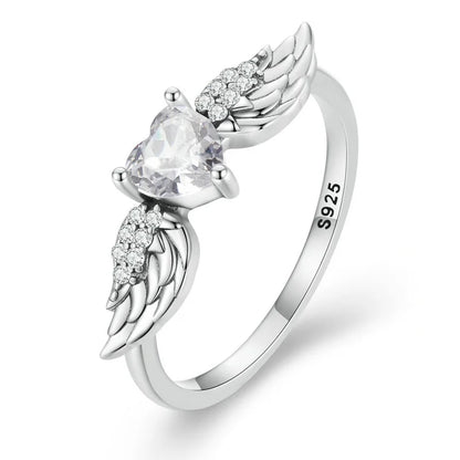 Bague Love & Wing en Argent Sterling 925 avec Zircon Rose – Design Ailes Élégant