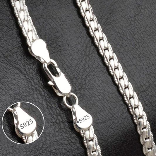 Collier Chaîne Maille en Argent 925 – Unisexe, 6 mm, Longueur 45 à 60 cm