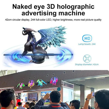 🎥 Projecteur Holographique 3D à Ventilateur LED - 16,5 pouces | 244 LED | Résolution 2000x224
