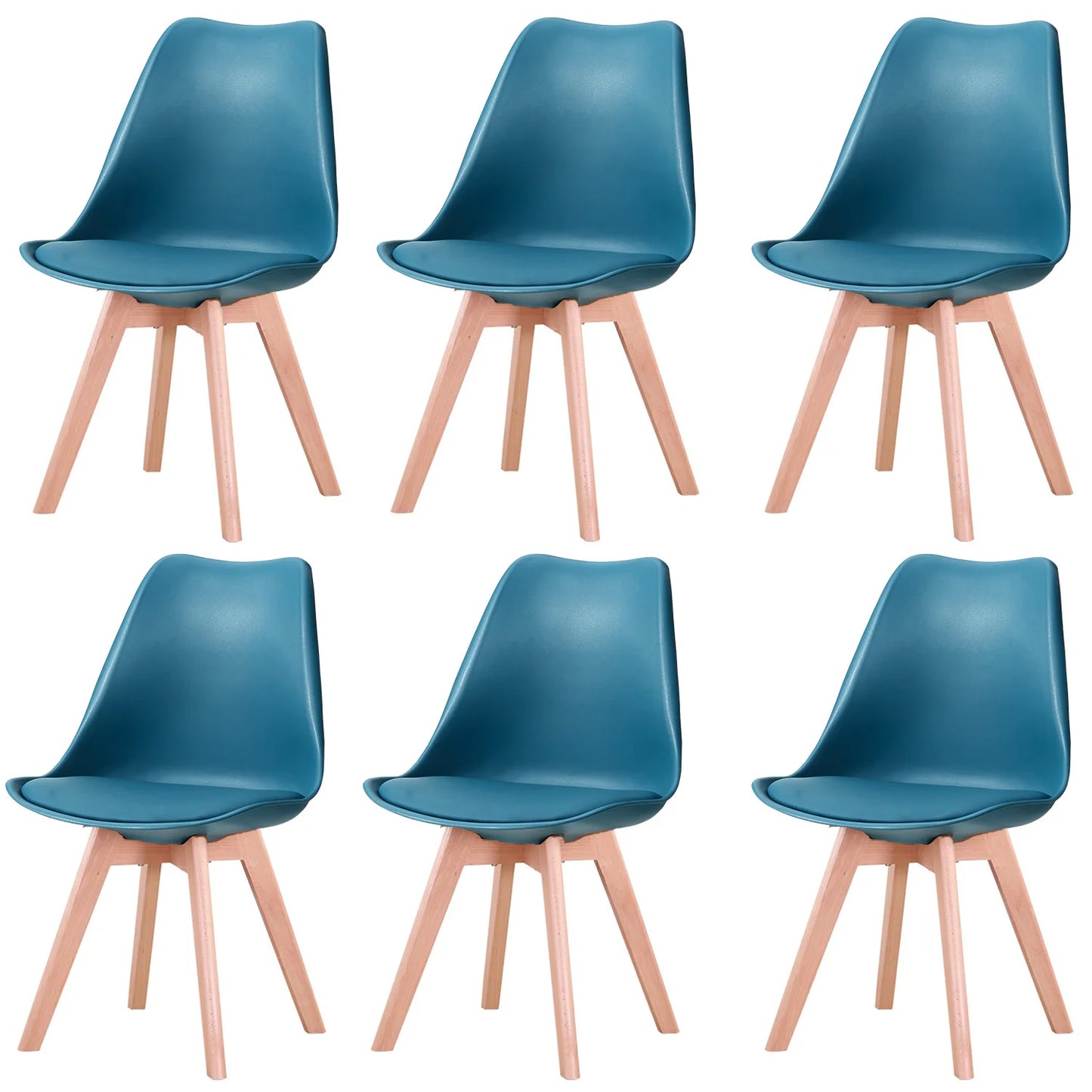 Un ensemble de 6 chaises de salle à manger médiévales nordiques, siège rembourré en PU, pieds en bois de hêtre, chaises de bureau pour salle à manger, chambre à coucher, balcon, Restaurant